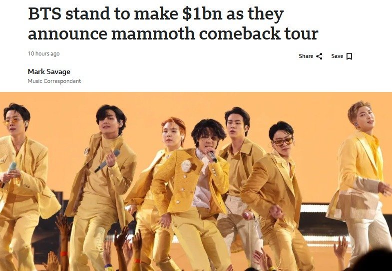 BTS to kick off global tour in April